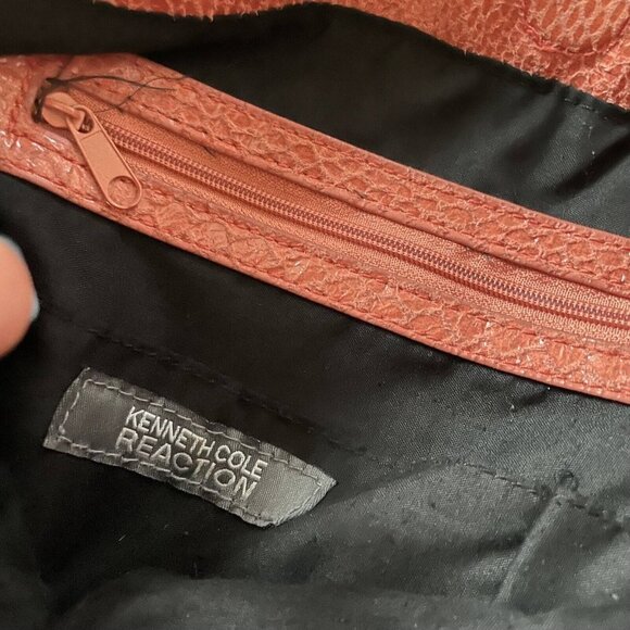 Kenneth Cole Reaction Faux Leather Crossbody Bag Snake Embossed Studded Orange - Picture 12 of 12